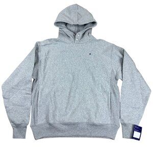 Champion Men’s Reverse Weave Hoodie Gray Sweatshirt With Buttons & Pockets Zs L.
